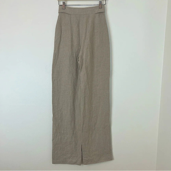 Alberta Ferretti High Waist Wide Leg Linen Pants Beige Oatmeal IT 38 US 2 NWT - Picture 6 of 10
